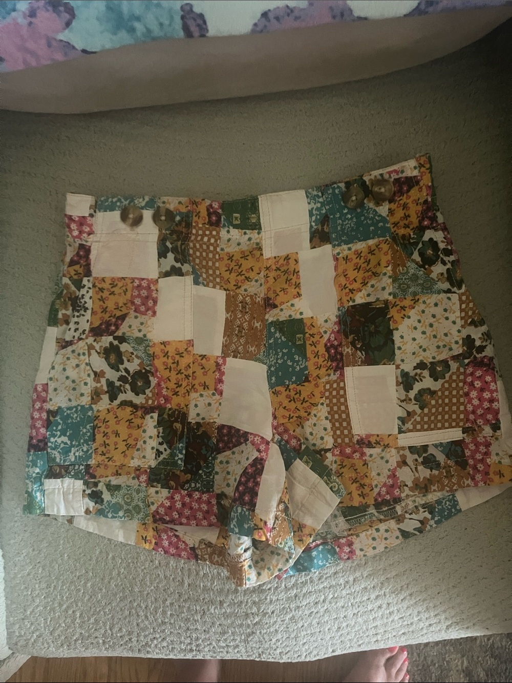 Pilcro Patchwork Floral Bermuda Shorts - Multi